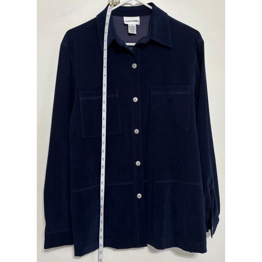 Alfred Dunner Navy Moleskin Button Shirt - Size 10 - Picture 3 of 7